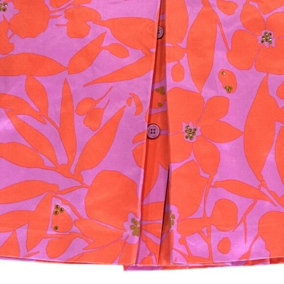 Silk Vintage Skirt Jeweled A Line Belted Clasp Size 6 - Picture 9 of 15